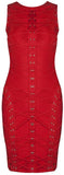Eyelet Laced Bandage Dress - Khaki, Red or Black