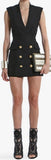Plunge-Neck Double-Breasted Vest-Dress