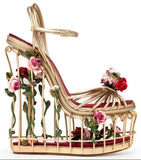 Rose-Embellished Caged Sandals - DESIGNER INSPIRED FASHIONS