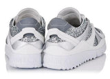 Silver Mix Coarse Glitter Fabric, Calf and Metallic Nappa Trainers