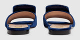 Velvet Slide with Crystal G- Black, Pink, Cobalt Blue
