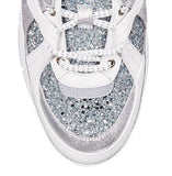 Silver Mix Coarse Glitter Fabric, Calf and Metallic Nappa Trainers