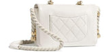 Crumpled Calfskin Flap Bag, White | DESIGNER INSPIRED FASHIONS
