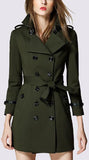 Army Green Short Trench Coat - DESIGNER INSPIRED FASHIONS