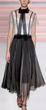Mesh and Lace Gown with Bow