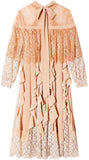 Ruffle-Paneled Lace Dress