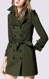 Army Green Short Trench Coat - DESIGNER INSPIRED FASHIONS