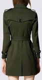 Army Green Short Trench Coat - DESIGNER INSPIRED FASHIONS