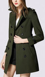 Army Green Short Trench Coat - DESIGNER INSPIRED FASHIONS