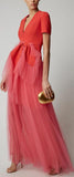 Color-Block Crepe Gown with Bow