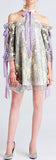 Cold-Shoulder Embroidered Mini Dress
