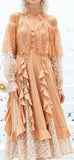 Ruffle-Paneled Lace Dress