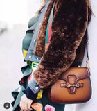 Lady Web Medium Leather Shoulder Bag - Brown - DESIGNER INSPIRED FASHIONS