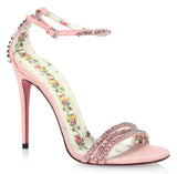 Suede Sandals with Crystals - Pink or Black