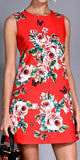 Butterfly-Embellished Rose Print Shift Dress