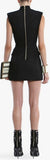 Plunge-Neck Double-Breasted Vest-Dress