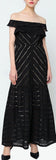 Off-the-Shoulder Paneled Black Maxi Dress