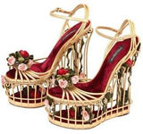 Rose-Embellished Caged Sandals - DESIGNER INSPIRED FASHIONS