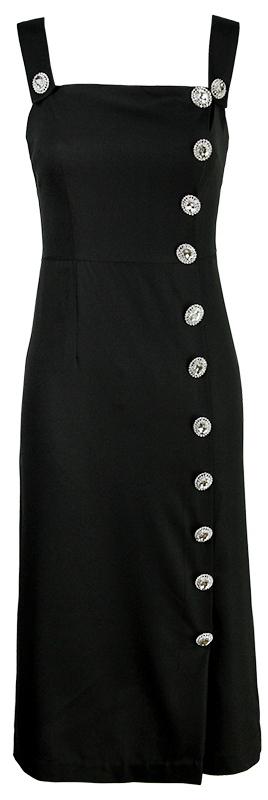 Crystal Button Embellished Midi Dress