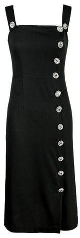 Crystal Button Embellished Midi Dress