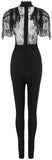 Black Lace Stretch Skinny Jumpsuit
