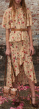 Ruffle Floral Print Crepe Midi Dress | DESIGNER INSPIRED FASHIONS
