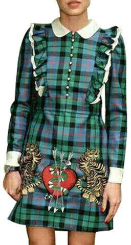 Ruffle Plaid Dress - DESIGNER INSPIRED FASHIONS