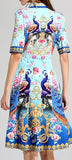 Baroque Parrot Print Shirt-Dress