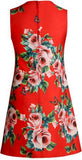 Butterfly-Embellished Rose Print Shift Dress