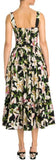 Lace-Up Floral-Print Cotton-Poplin Midi Dress