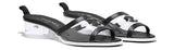 PVC and Lambskin Transparent Logo Mules, Red or Black