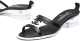 PVC and Lambskin Transparent Logo Mules, Red or Black
