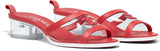 PVC and Lambskin Transparent Logo Mules, Red or Black