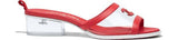 PVC and Lambskin Transparent Logo Mules, Red or Black