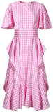 Gingham Ruffle Dress - Pink or Blue