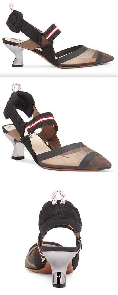 Multicolor Technical Mesh Slingbacks