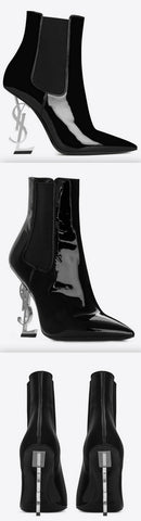 'Opyum' Booties in Black Patent Leather | DESIGNER INSPIRED FASHIONS