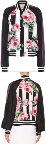 Rose & Stripe Reversible Bomber Jacket