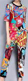 Multi Colored Printed Top and Pant Set