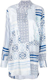 Patterned Panel Silk Blouse