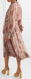 Unbridled Pussy-Bow Floral-Print Georgette Midi Dress