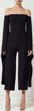 Black Off-the-Shoulder Long-Sleeve Jumpsuit