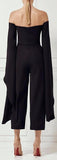 Black Off-the-Shoulder Long-Sleeve Jumpsuit
