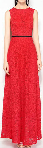 Backless Lace Gown, Red