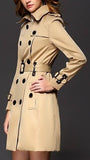Buckle-Sleeve Trench Coat in Khaki - DESIGNER INSPIRED FASHIONS