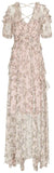 Lace-Up-Back Ruffle Floral Gown
