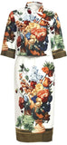 Floral & Vase Printed Half-Sleeve Shirt & Midi Skirt Set - DESIGNER INSPIRED FASHIONS