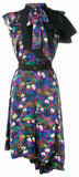 Tuxedo Bib Floral-Printed Asymmetric Dress