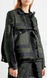 Paneled Canvas-Trimmed Tweed and Denim Jacket