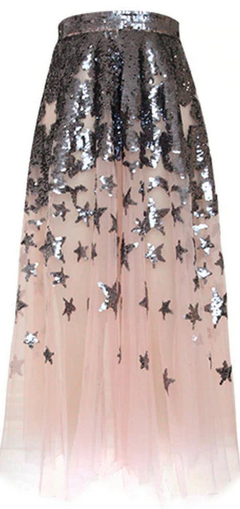 Sequined Star Gauze Skirt